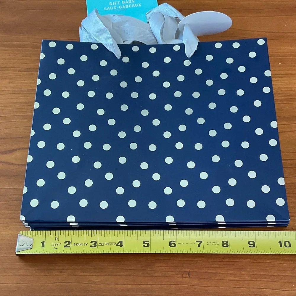 Martha Stewart Blue and Silver Polka Dot Gift Bag